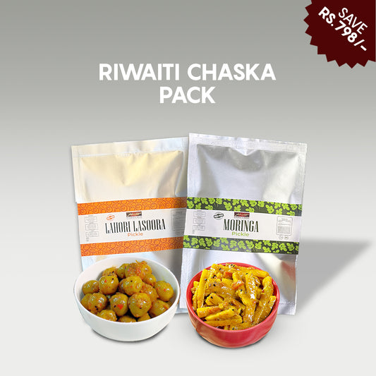 Riwaiti Chaska Pack | Lahori Lasoora Pickle & Moringa Pickle