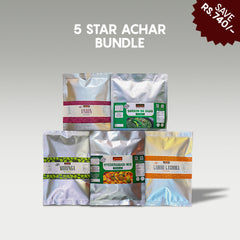 5-Star Achar Bundle | 5 x 400G Packs ( Sarson Da Saag Pickle+Lahori Lasoora Pickle+Onion Pickle+Moringa Pickle+Hyderabad Mix Pickle)