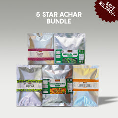 5-Star Achar Bundle | 5 x 400G Packs ( Sarson Da Saag Pickle+Lahori Lasoora Pickle+Onion Pickle+Moringa Pickle+Hyderabad Mix Pickle)
