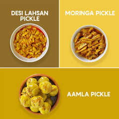 Sehat aur Swaad Bundle | Moringa Pickle,Desi Lahsan pickle & Amla Pickle