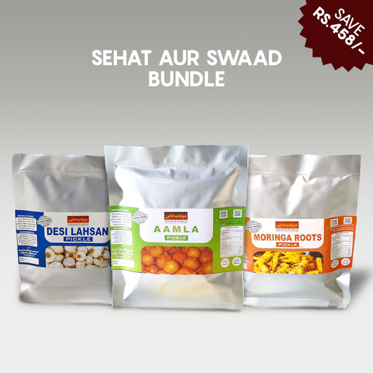 Sehat aur Swaad Bundle | Moringa Pickle,Desi Lahsan pickle & Aamla Pickle